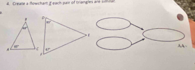 Create a flowchart if each pair of triangles are similar.
.
AA、