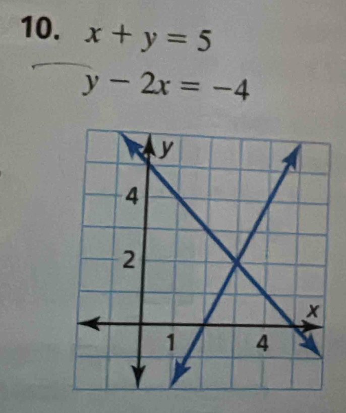 x+y=5
y-2x=-4