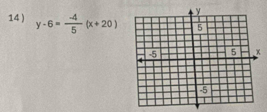 14 ) y-6= (-4)/5 (x+20)