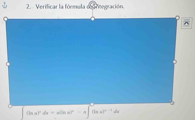 Verificar la fórmula de ntegración.