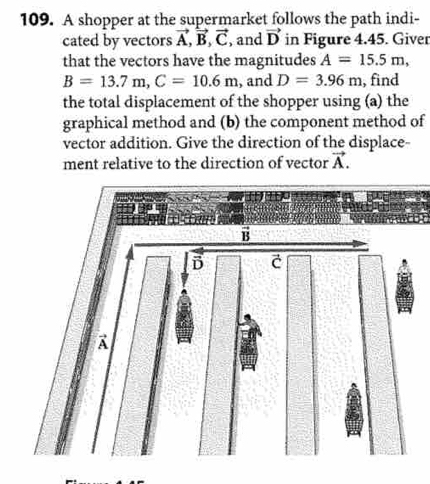 Solved: A shopper at the supermarket follows the path indi- cated by ...
