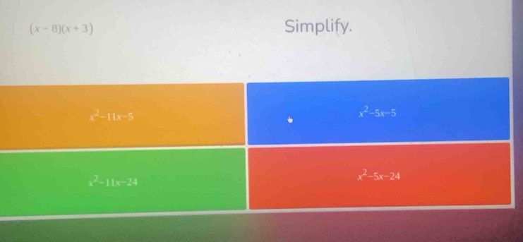 (x-8)(x+3)
Simplify.