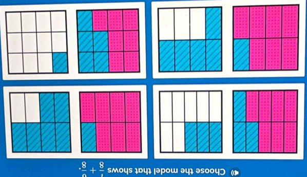 Choose the model that shows  t/8 + v/8 .