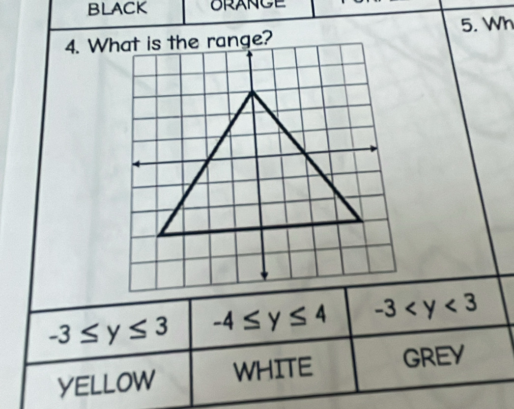 ORANCE 
5. Wh
-3≤ y≤ 3 -4≤ y≤ 4 -3
YELLOW WHITE 
GREY