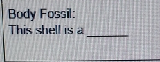 Body Fossil: 
This shell is a 
_