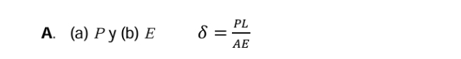 P y (b) E delta = PL/AE 