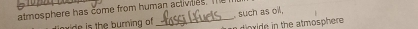 atmosphere has come from human activites. I 
n i he h urning of such as oil, 
d oxide in the atmosphere