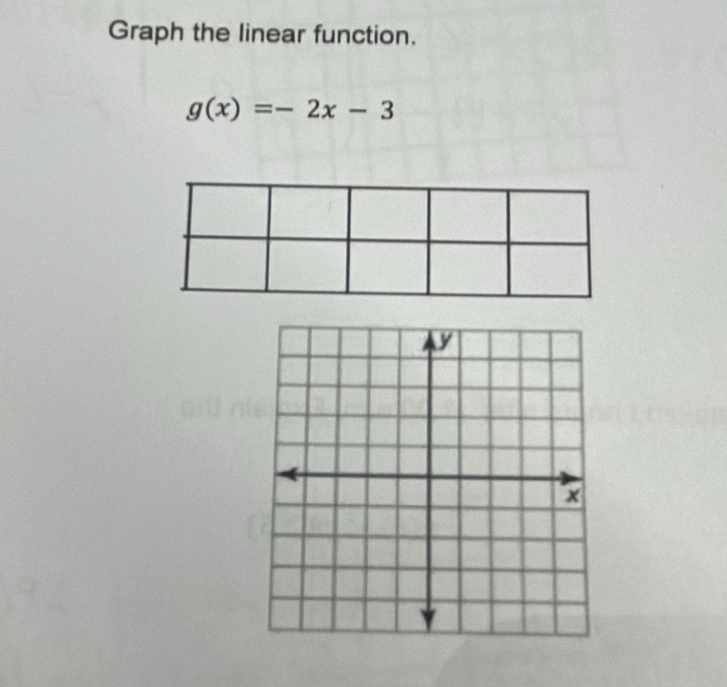 Graph the linear function.
g(x)=-2x-3