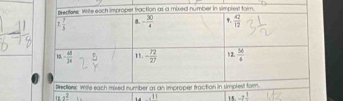 2^2 , 11 15. -7frac 1