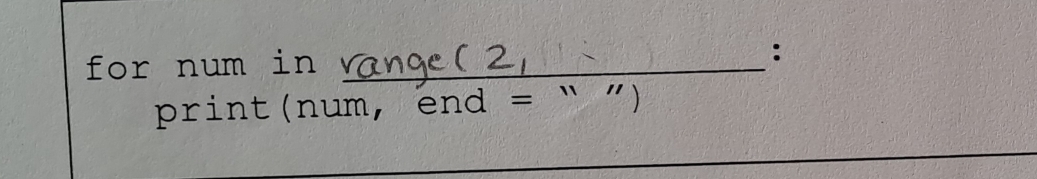 for num in _ 
: 
print(num, end = ` “)