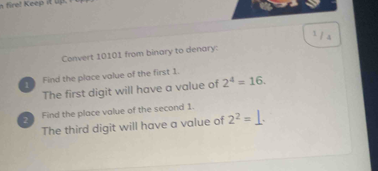 Solved: a Convert 10101 from binary to denary: 1 Find the place value ...