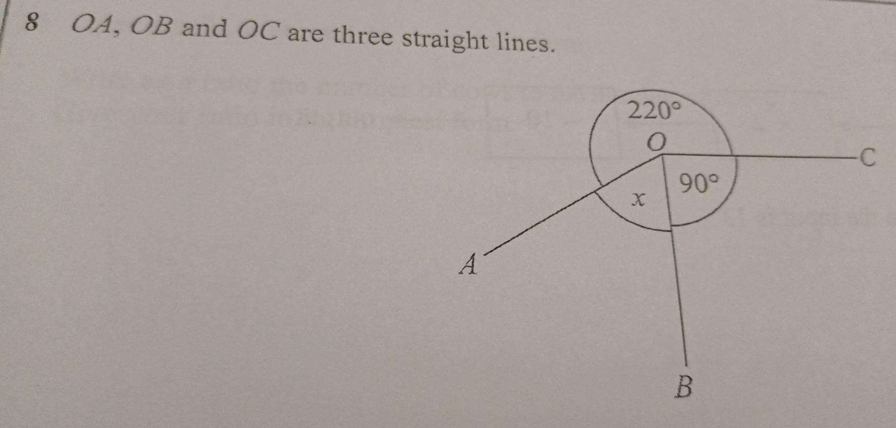 OA, OB and OC are three straight lines.