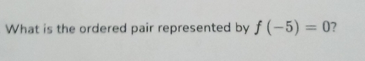 What is the ordered pair represented by f(-5)=0 ?