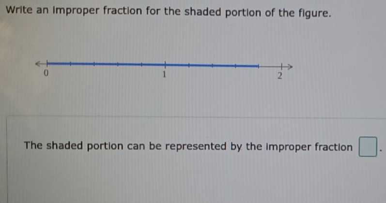 Write an improper fraction for the shaded portion of the figure. The ...