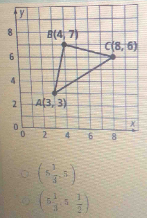 (5 1/3 ,5)
(5 1/3 ,5- 1/2 )