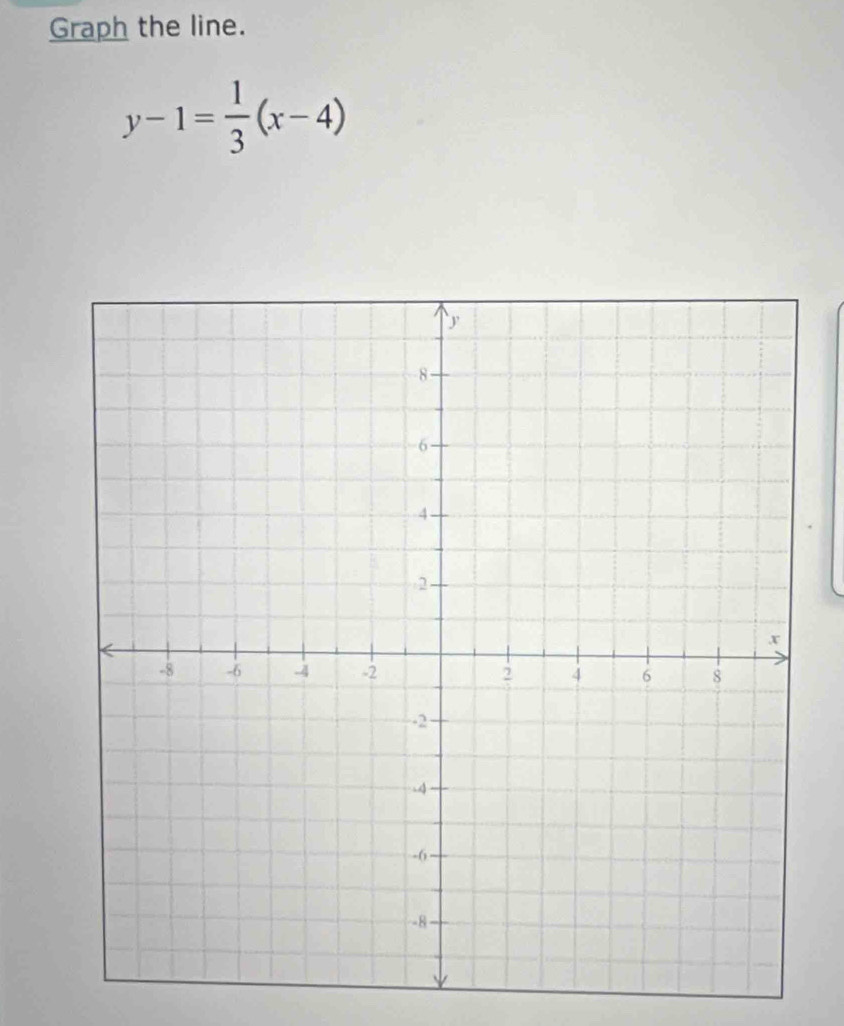 Graph the line.
y-1= 1/3 (x-4)