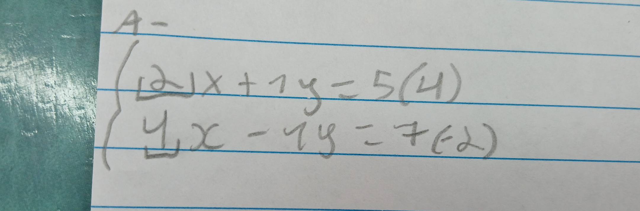 beginarrayl frac 12-1x+1y4x-1y=7(-2)endarray.  