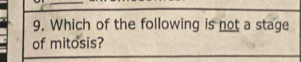 Which of the following is not a stage 
of mitosis?