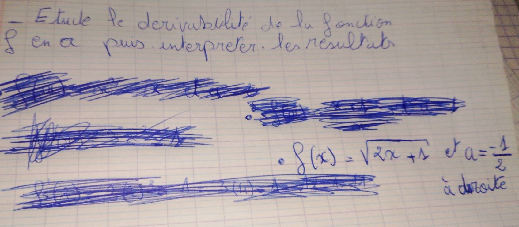 Etude Pe deuirabilte do Pu fenction 
8 en a puis inreypreten. Yenewrat
f(x)=sqrt(2x+1) er a=- 1/2 
a docsite