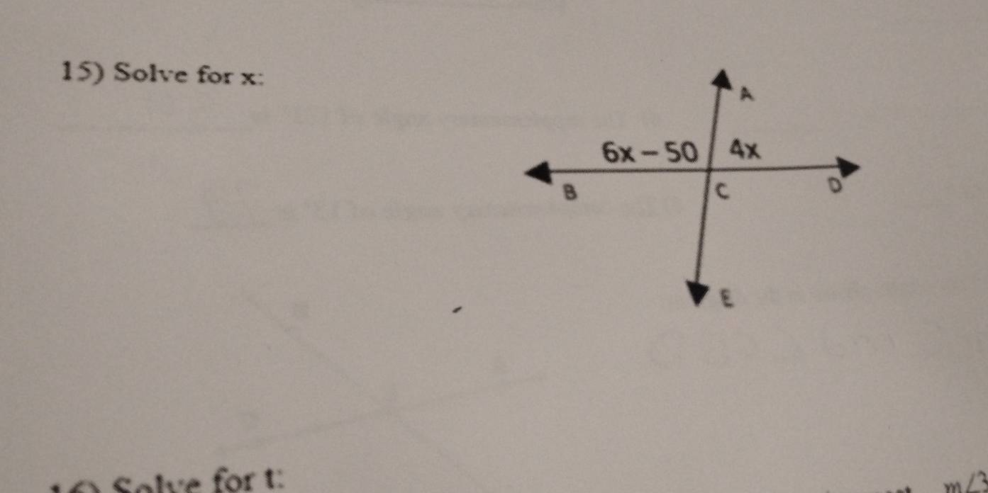 Solve for x:
Solve for t: