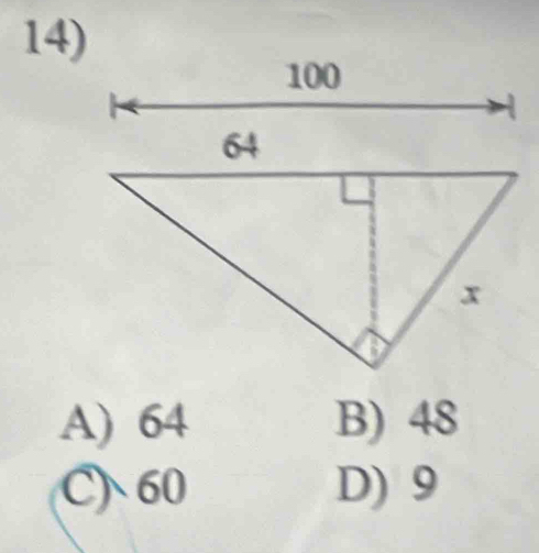 A) 64 B) 48
C) 60 D) 9