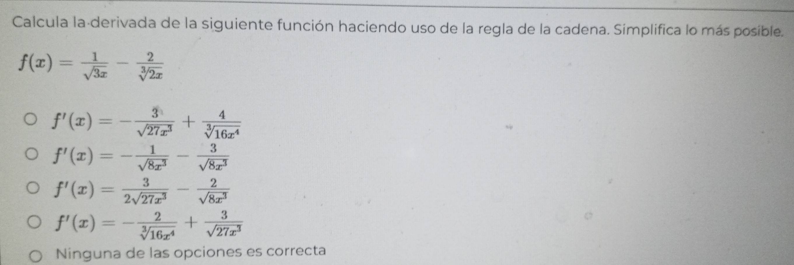 Resuelto:Calcula la-derivada de la siguiente función haciendo uso de la ...