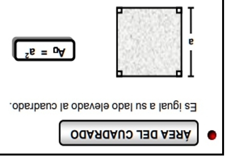 ÁREA DEL CUADRADO 
Es igual a su lado elevado al cuadrado.
A_0=a^2