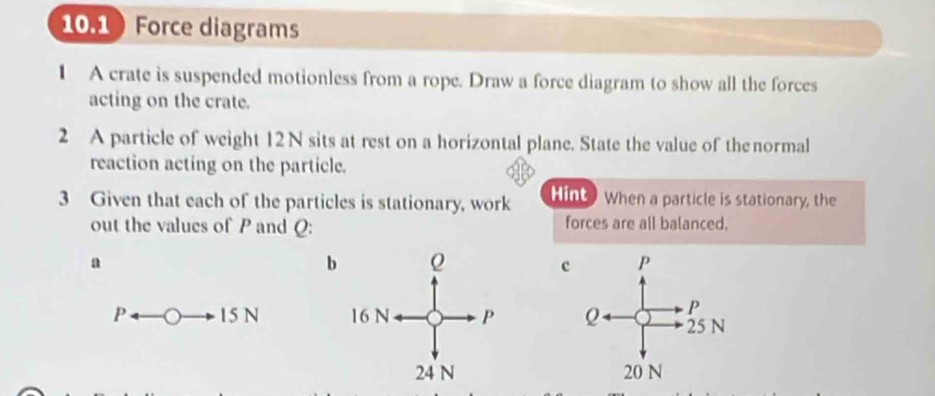 Solved: 10.1 Force diagrams 1 A crate is suspended motionless from a ...