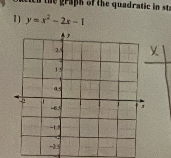 the graph of the quadratic in st. 
1) y=x^2-2x-1