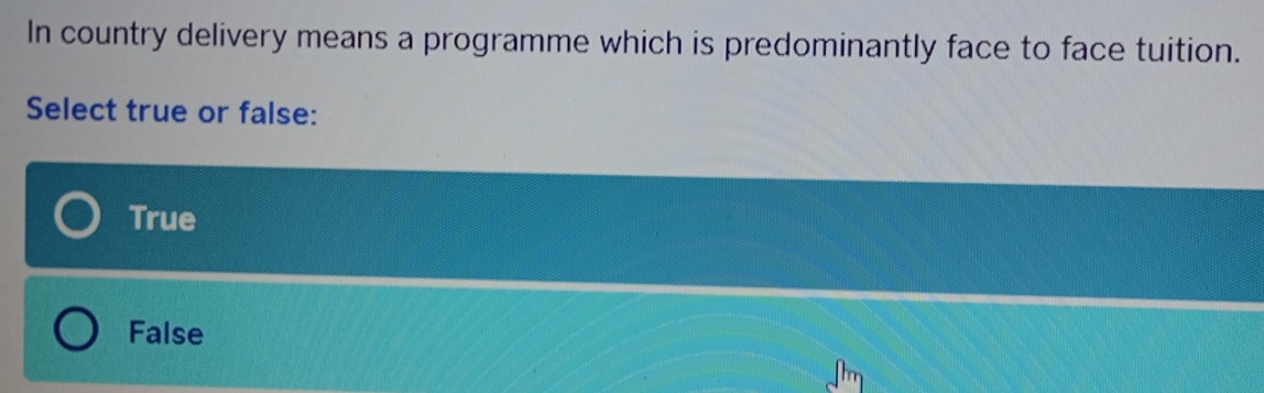 Solved: In country delivery means a programme which is predominantly ...
