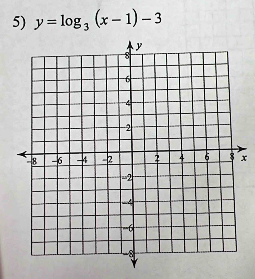 y=log _3(x-1)-3
x