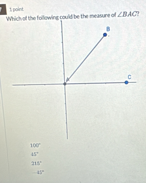 ∠ BAC
45°
215°
-45°