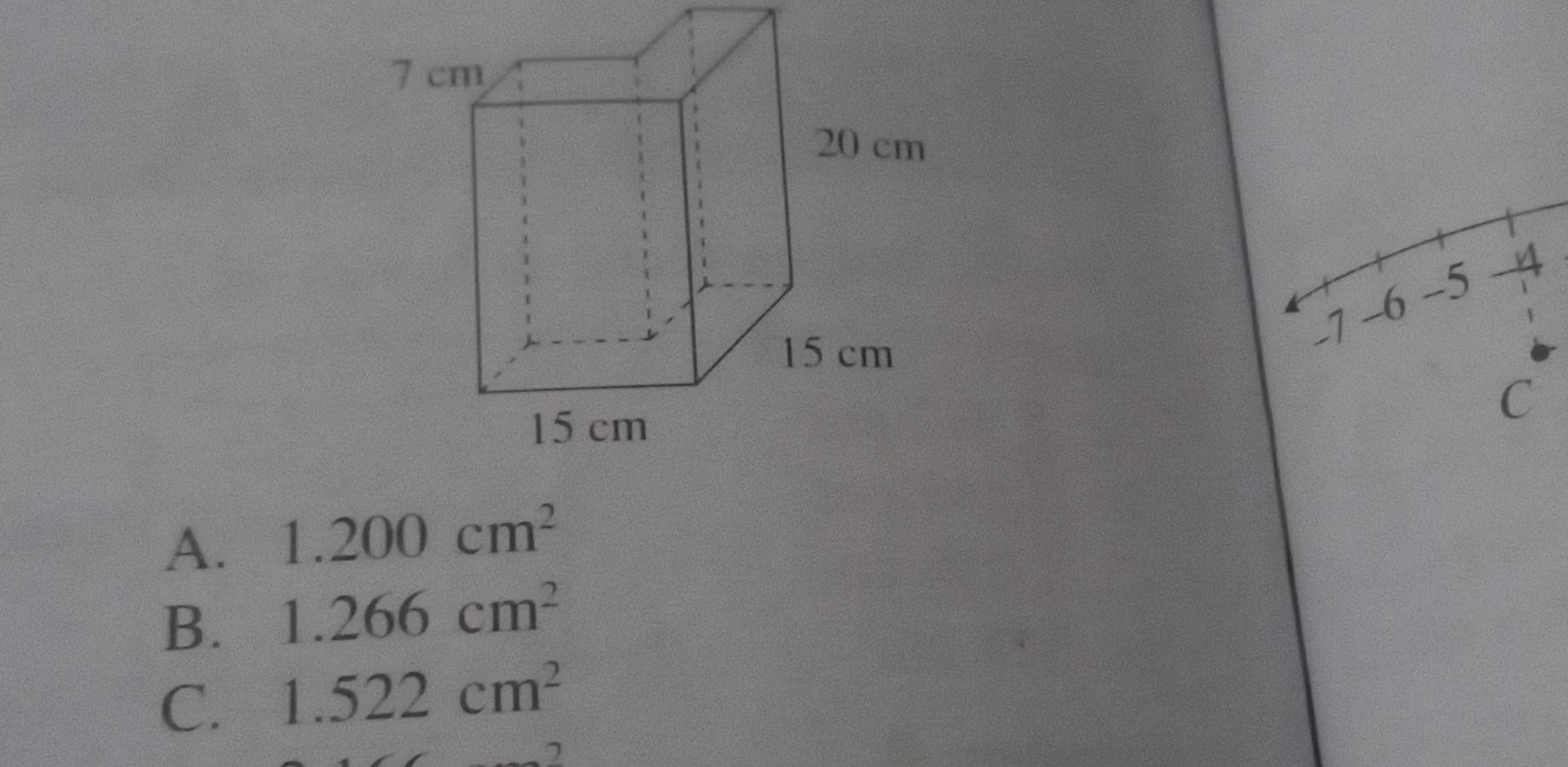 1 -6 -5 -4
C
A. 1.200cm^2
B. 1.266cm^2
C. 1.522cm^2