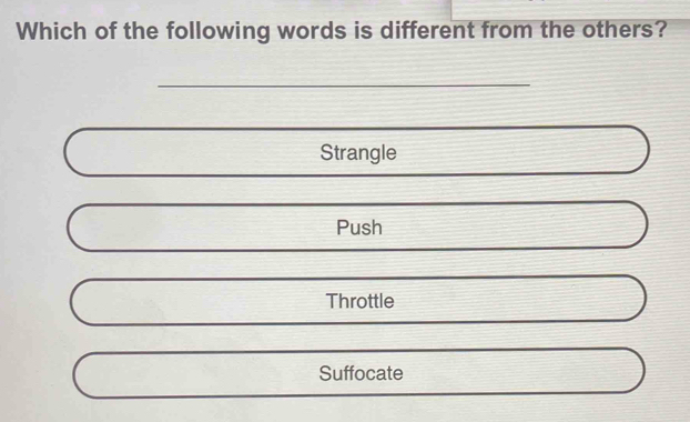 Solved: Which of the following words is different from the others ...