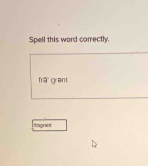 Spell this word correctly.
frā' grənt
tragrent