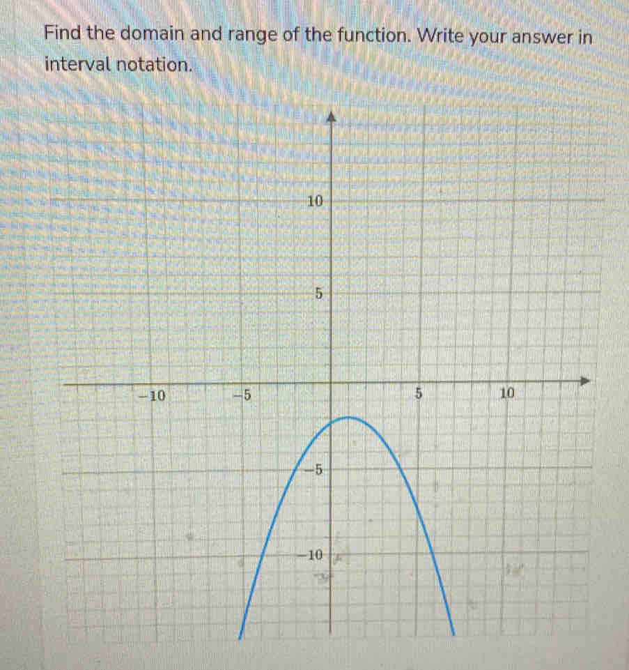 Find the domain and range of the function. Write your answer in 
interval notation.