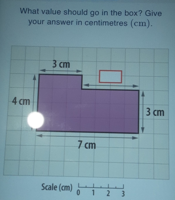 What value should go in the box? Give
your answer in centimetres (cm).
Scale (cm