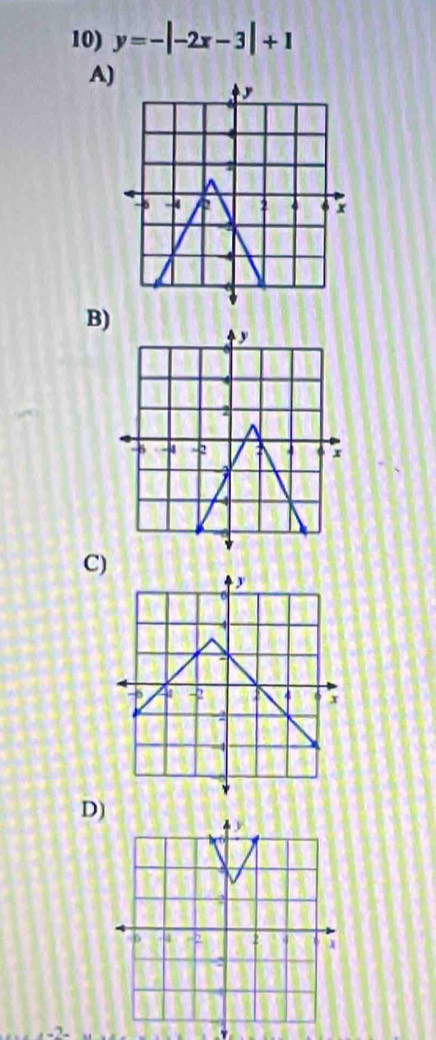 y=-|-2x-3|+1
A) 
B) 
C) 
D)