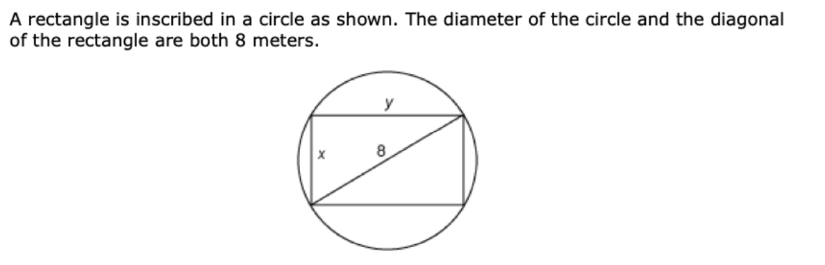 Solved: A rectangle is inscribed in a circle as shown. The diameter of ...
