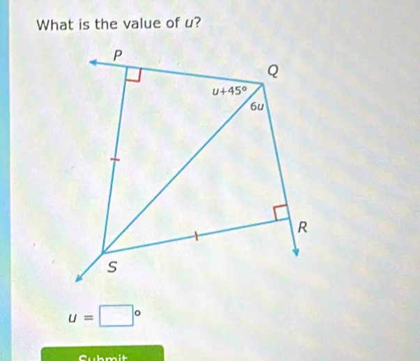 What is the value of u?
u=□°
Cubmit