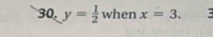 y= 1/2  when x=3.