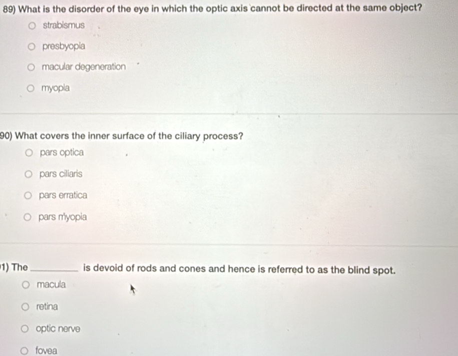 Solved: What is the disorder of the eye in which the optic axis cannot ...