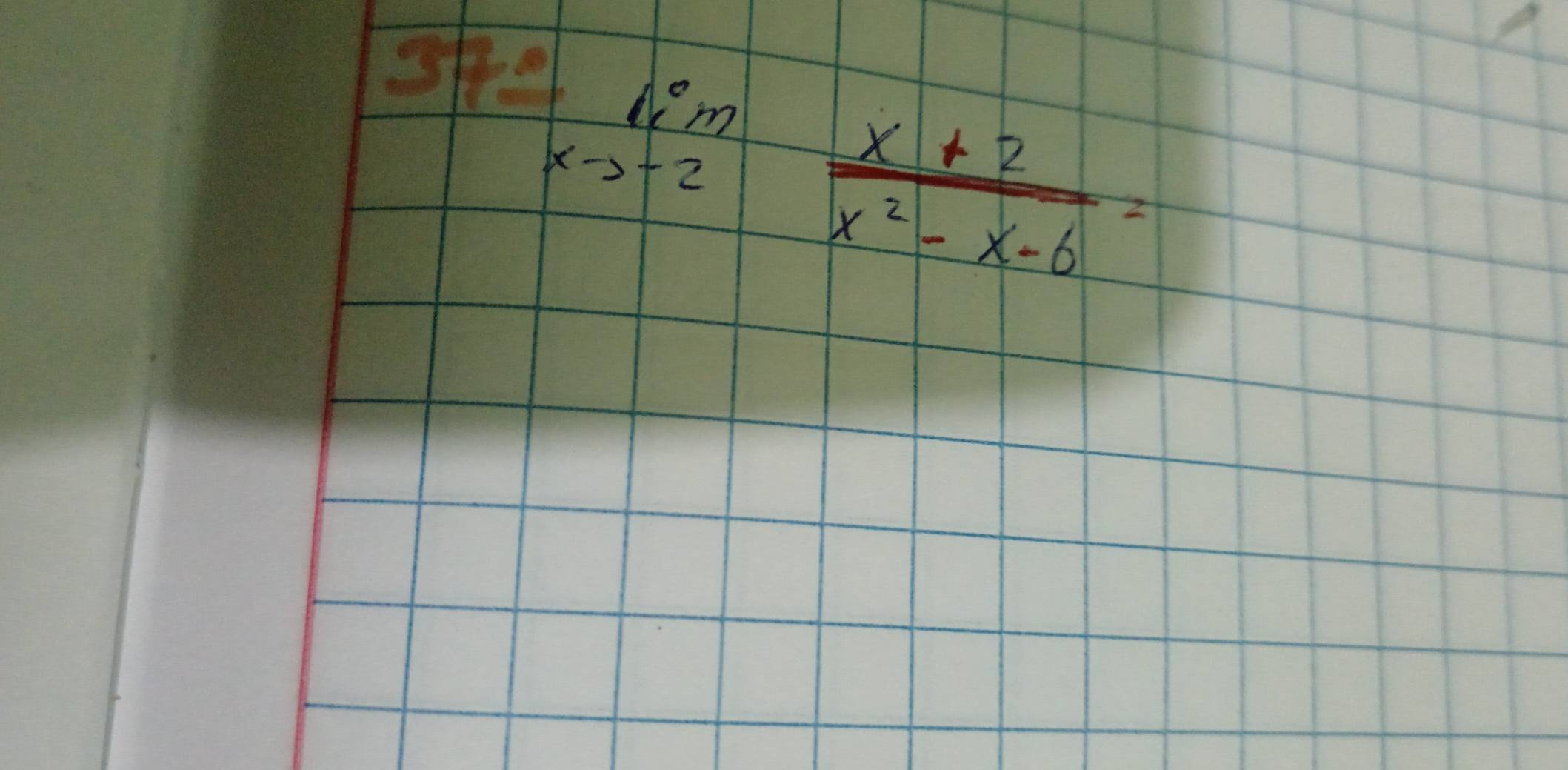 frac lim _mxto -2 (x+2)/x^2-x-6 =