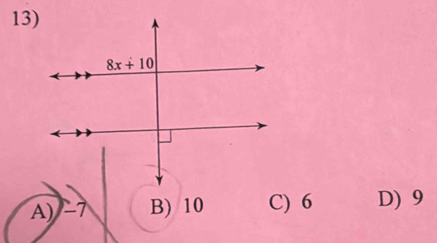 A) -7 B) 10
C) 6 D) 9