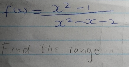 f(x)= (x^2-1)/x^2-x-2 
Find the range