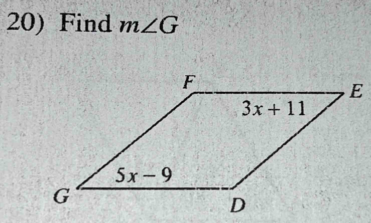 Find m∠ G
E