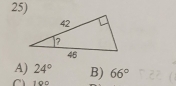 A) 24°
C 19º B) 66°