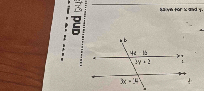 Solve for x and y.