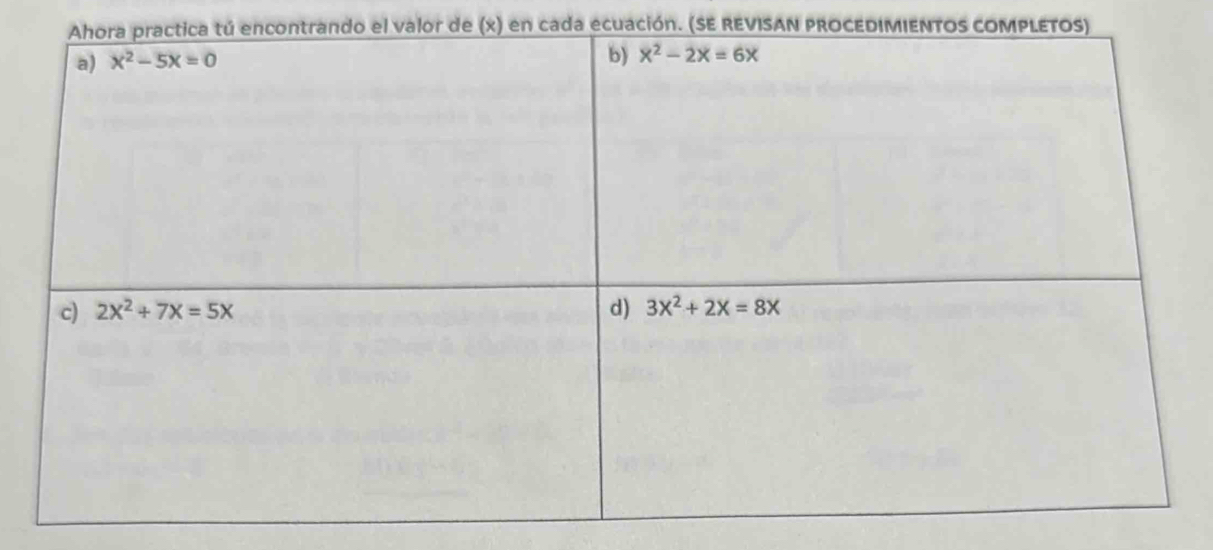 contrando el valor de (x) en cada ecuación. (SE REVISAN PROCEDIMIENTOS COMPLETOS)