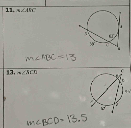 m∠ ABC
13. m∠ BCD
94°
D